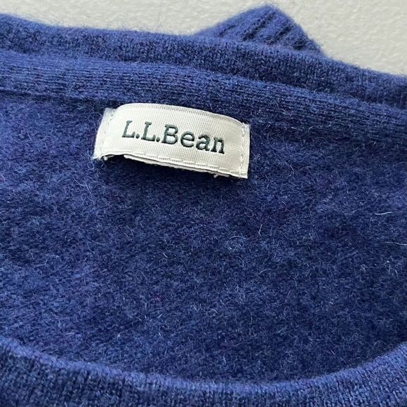 LL Bean Classic Crewneck fitted Cashmere Sweater Blue Size S quiet luxury preppy - Picture 5 of 10